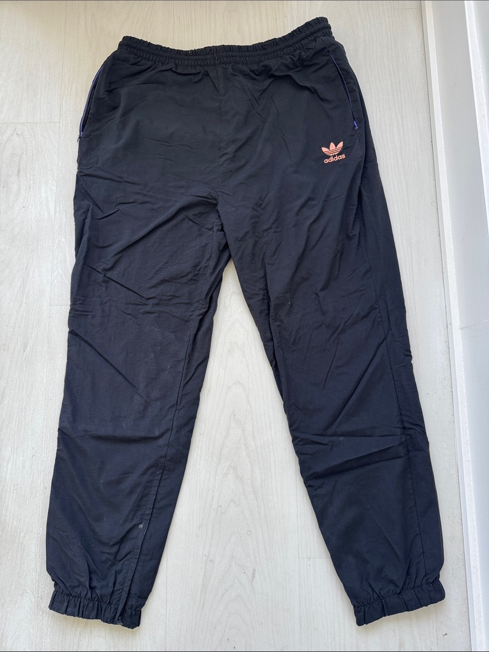 adidas Black Joggers with Pink Trefoil Logo